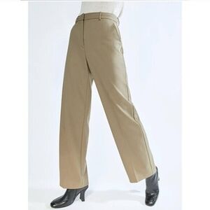 BABATON Agency Pant Wool Wide Leg Trouser Taupe Beige Tan 0 Aritzia